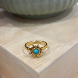 Abstract Sun Ring | Gold & Turquoise
