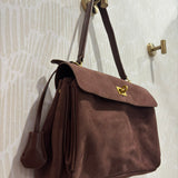 Classic Suede Flap Satchel