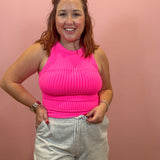 Seamless Ribbed Tank | Neon Fuchsia