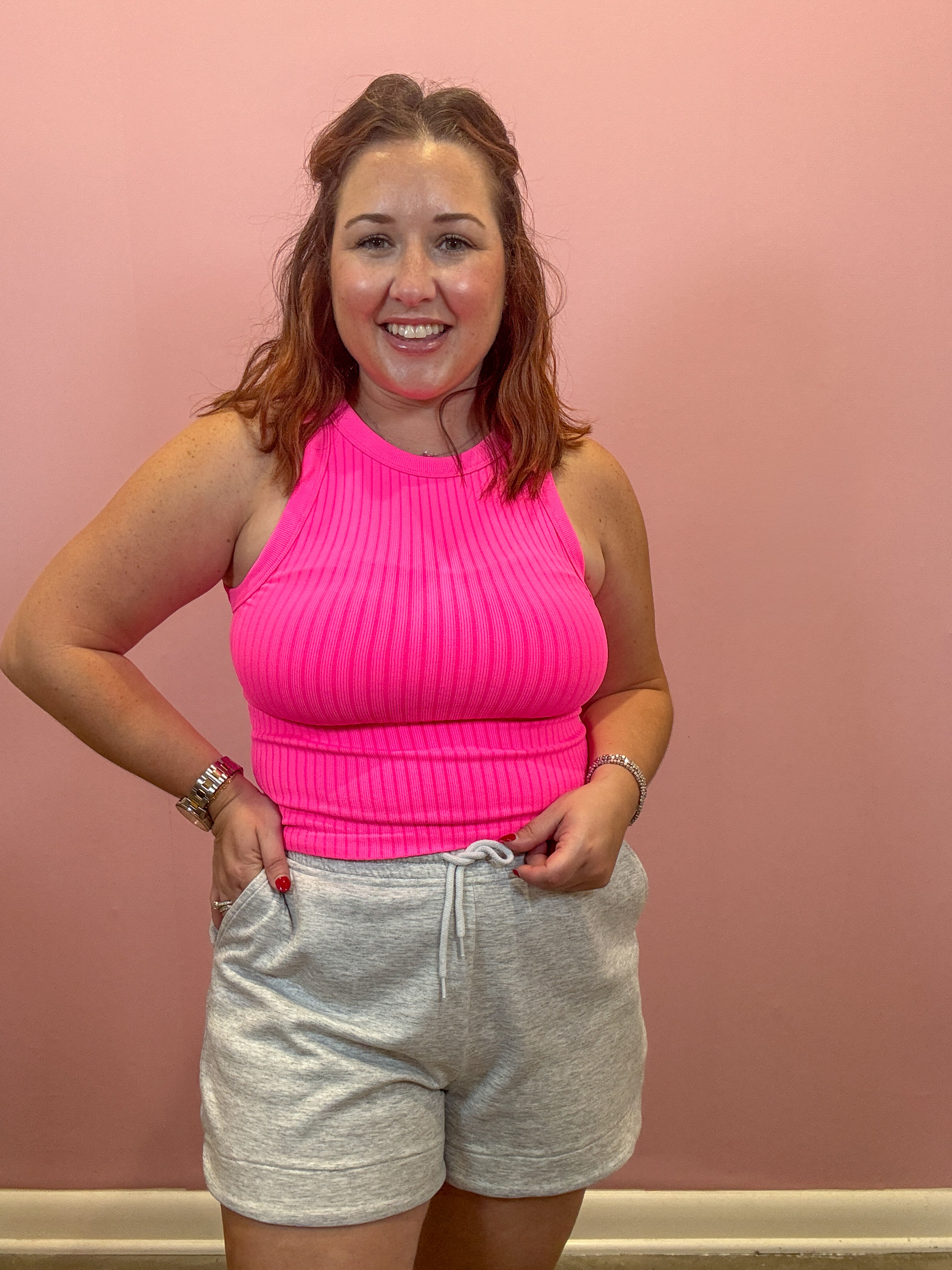 Seamless Ribbed Tank | Neon Fuchsia