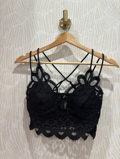 Crochet Lace Bralette | Black