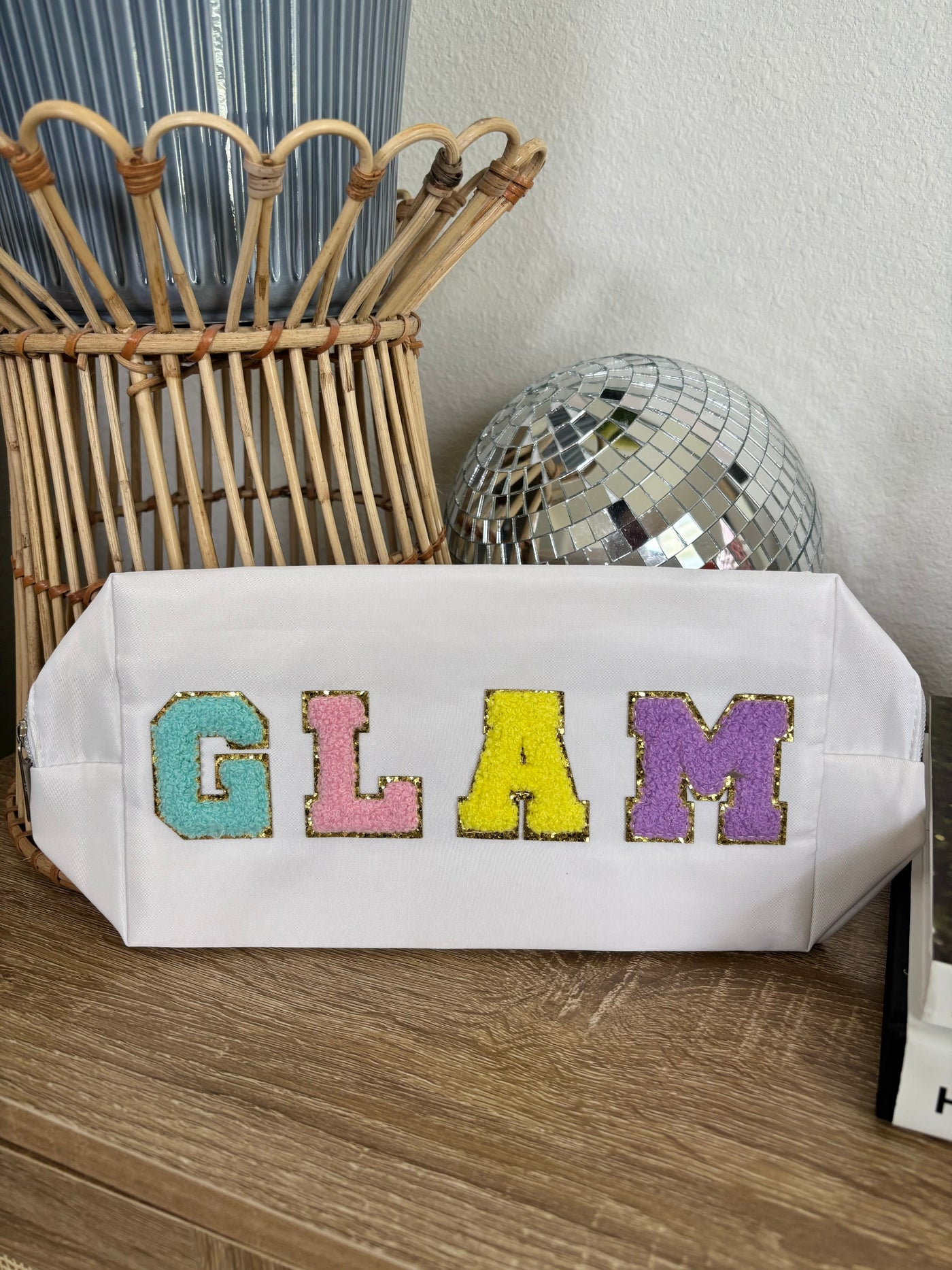 Travel Cosmetic Bag | White "Glam"