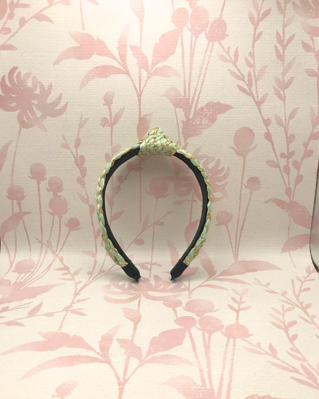 Striped Top Knot Braided Twist Headband | Green