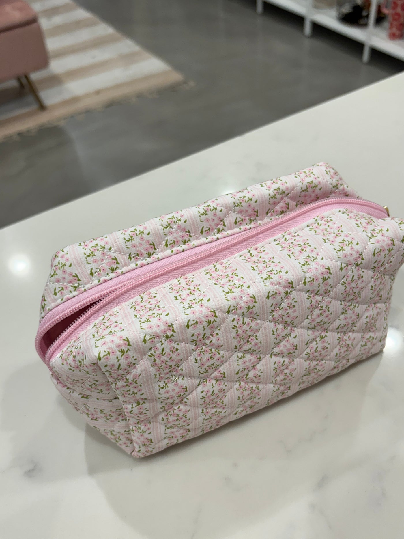 Floral Quilted Cotton Ditsy Cosmetic Pouch Bag