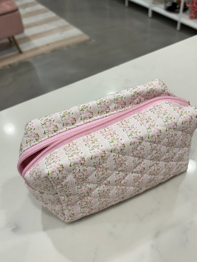 Floral Quilted Cotton Ditsy Cosmetic Pouch Bag