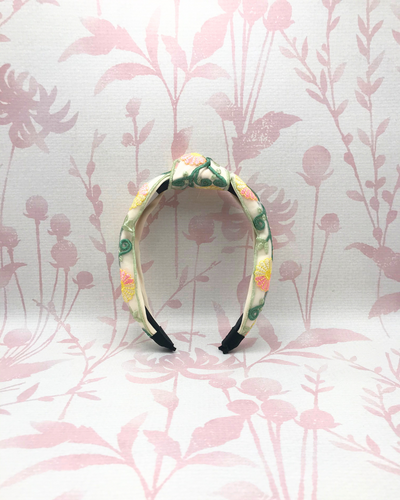 Floral Embroidery Headband | Pink and Green