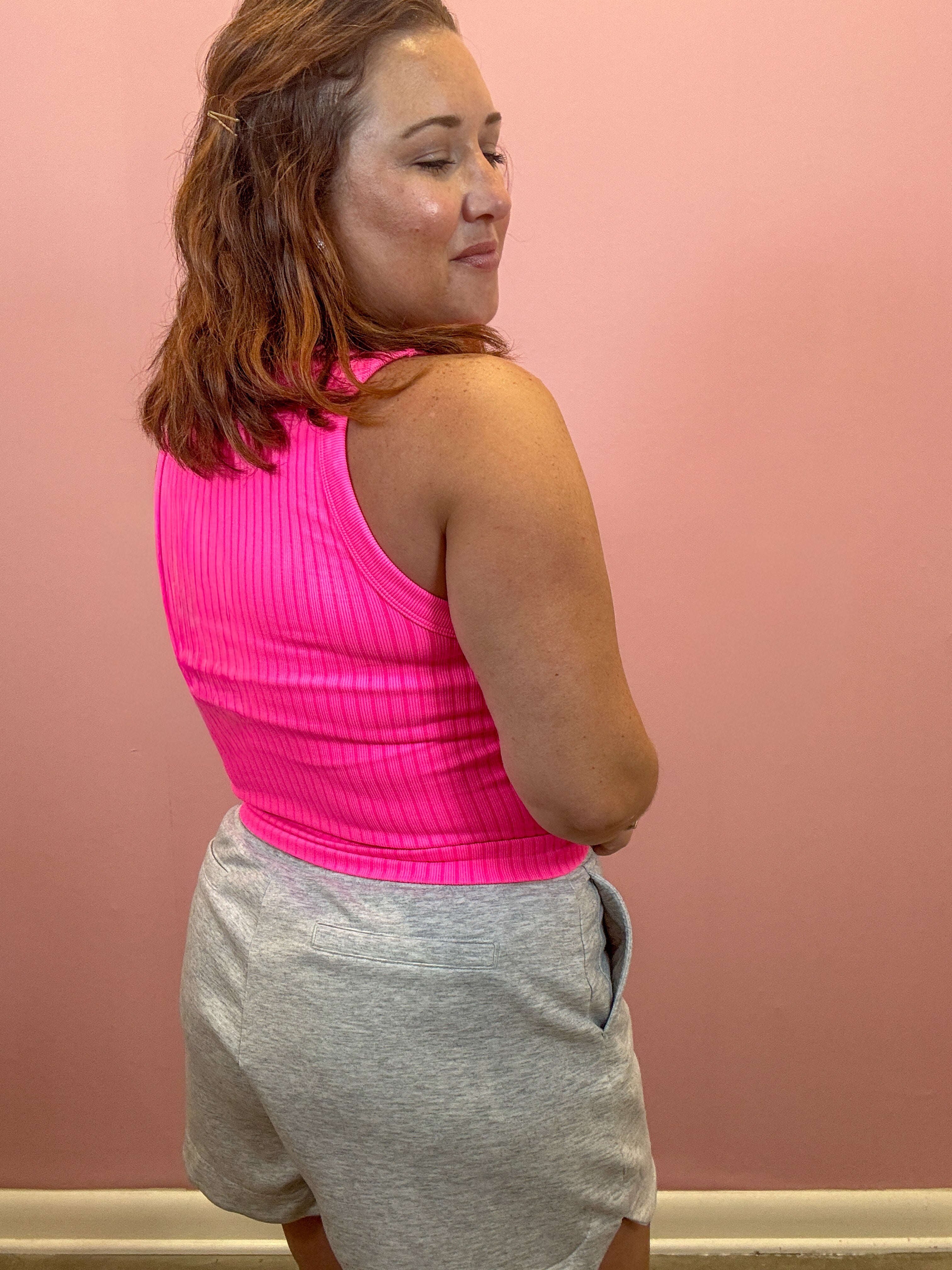 Seamless Ribbed Tank | Neon Fuchsia