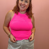 Seamless Ribbed Tank | Neon Fuchsia