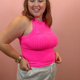 Seamless Ribbed Tank | Neon Fuchsia