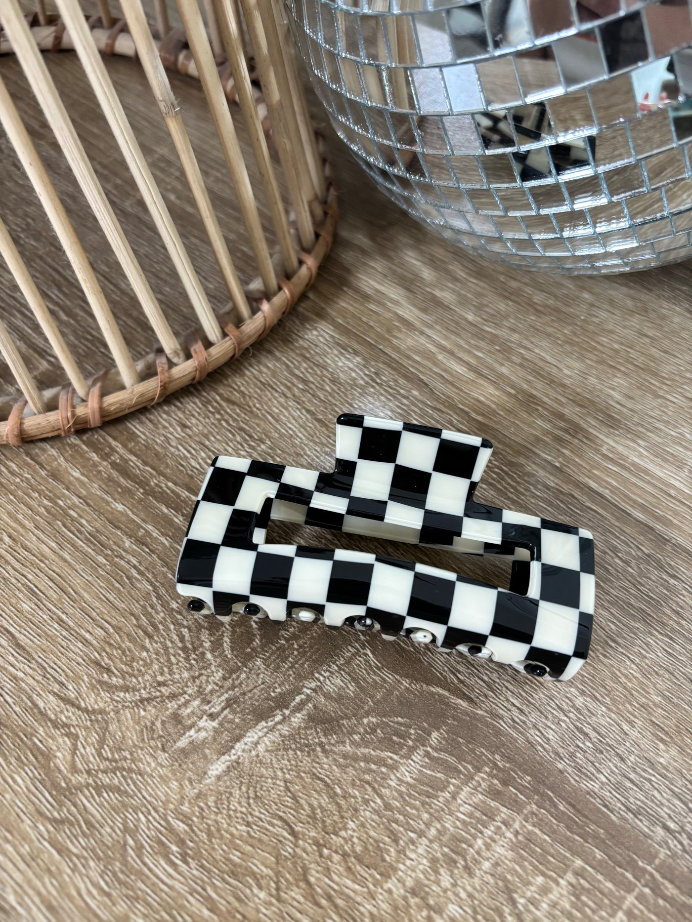 Black Checkered Claw Clips