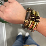 Chunky Gold and Brown Bracelet Set