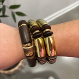 Chunky Gold and Brown Bracelet Set