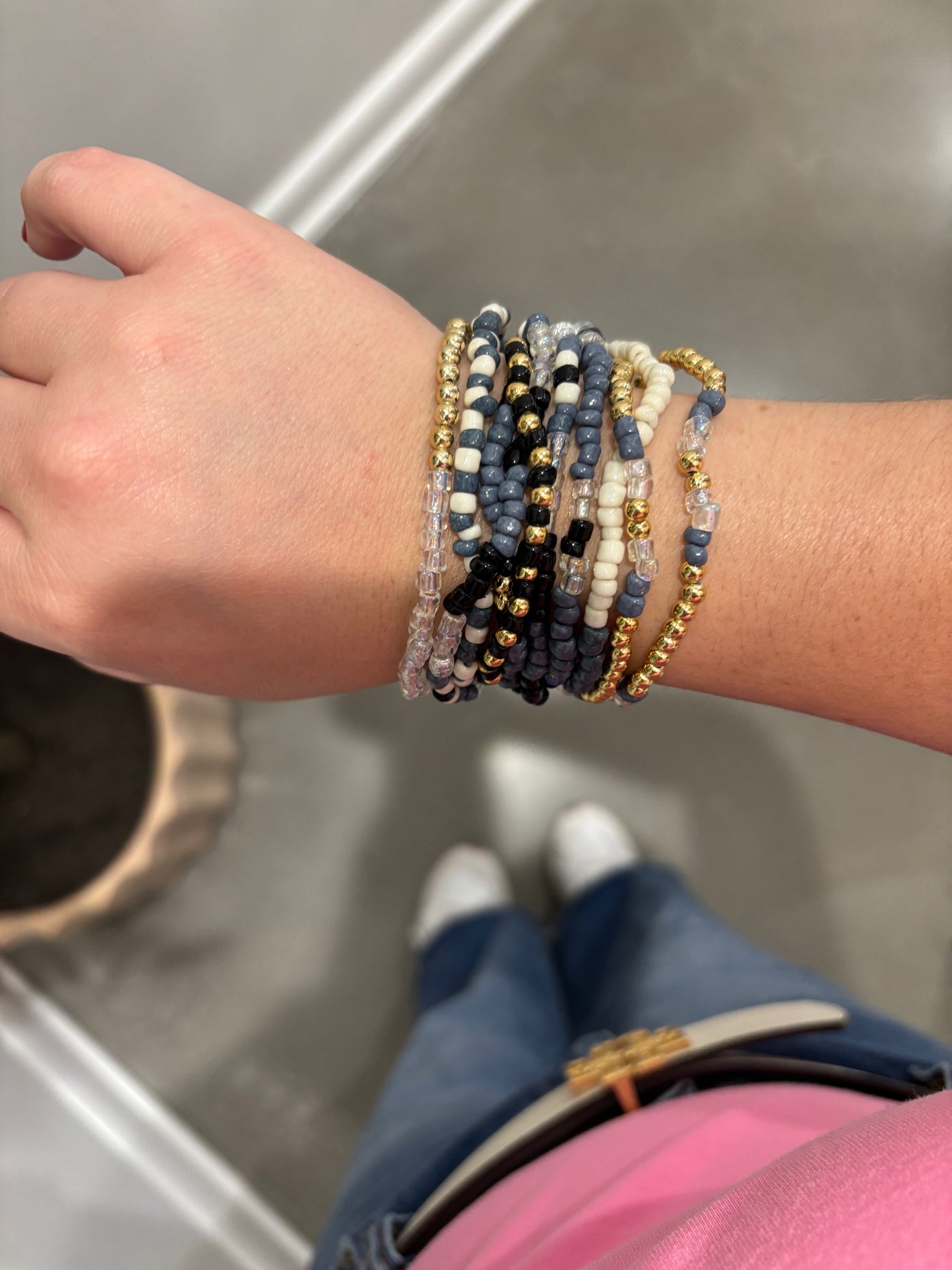 Assorted Blue Beaded Bracelet Set