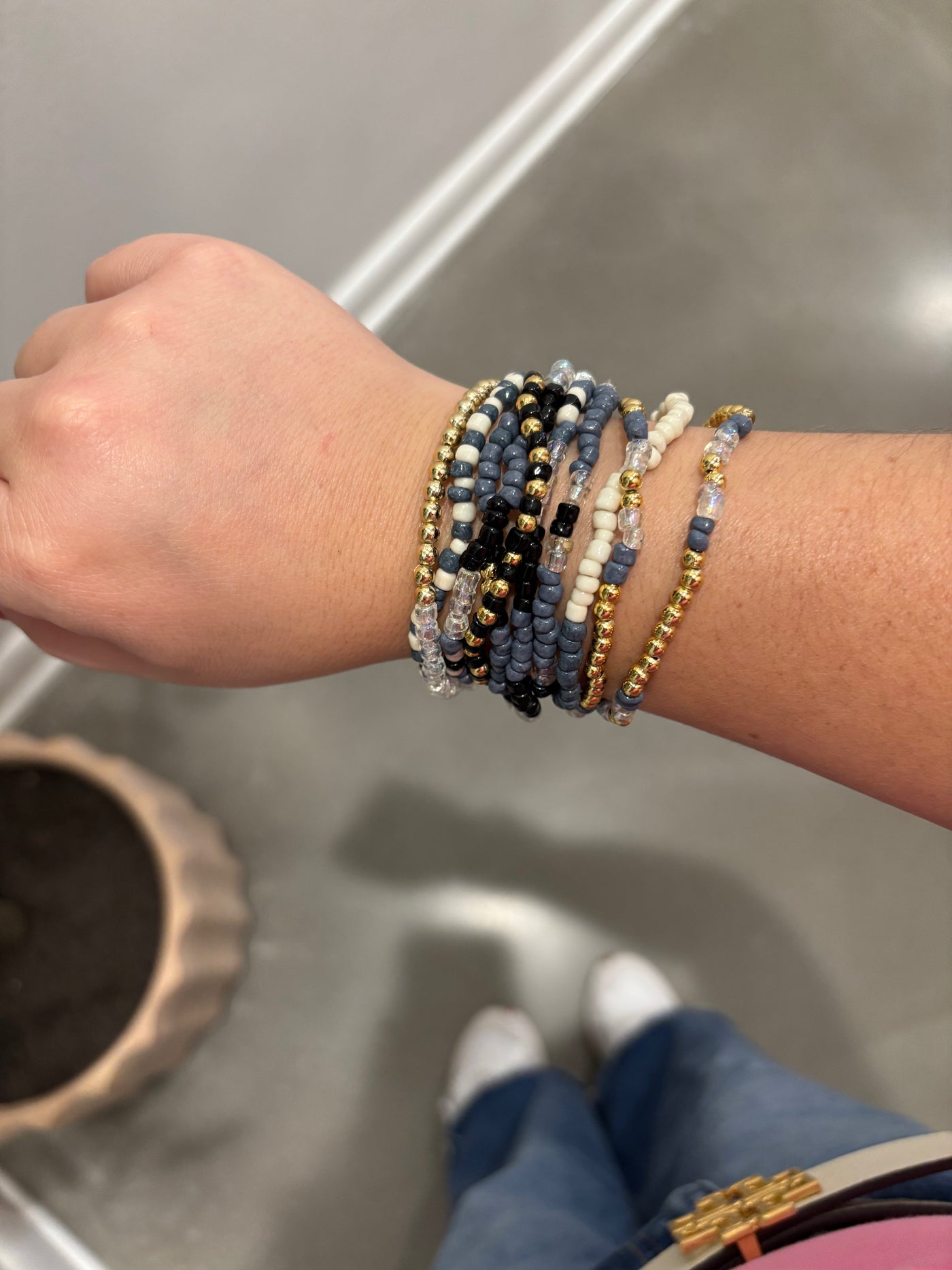 Assorted Blue Beaded Bracelet Set