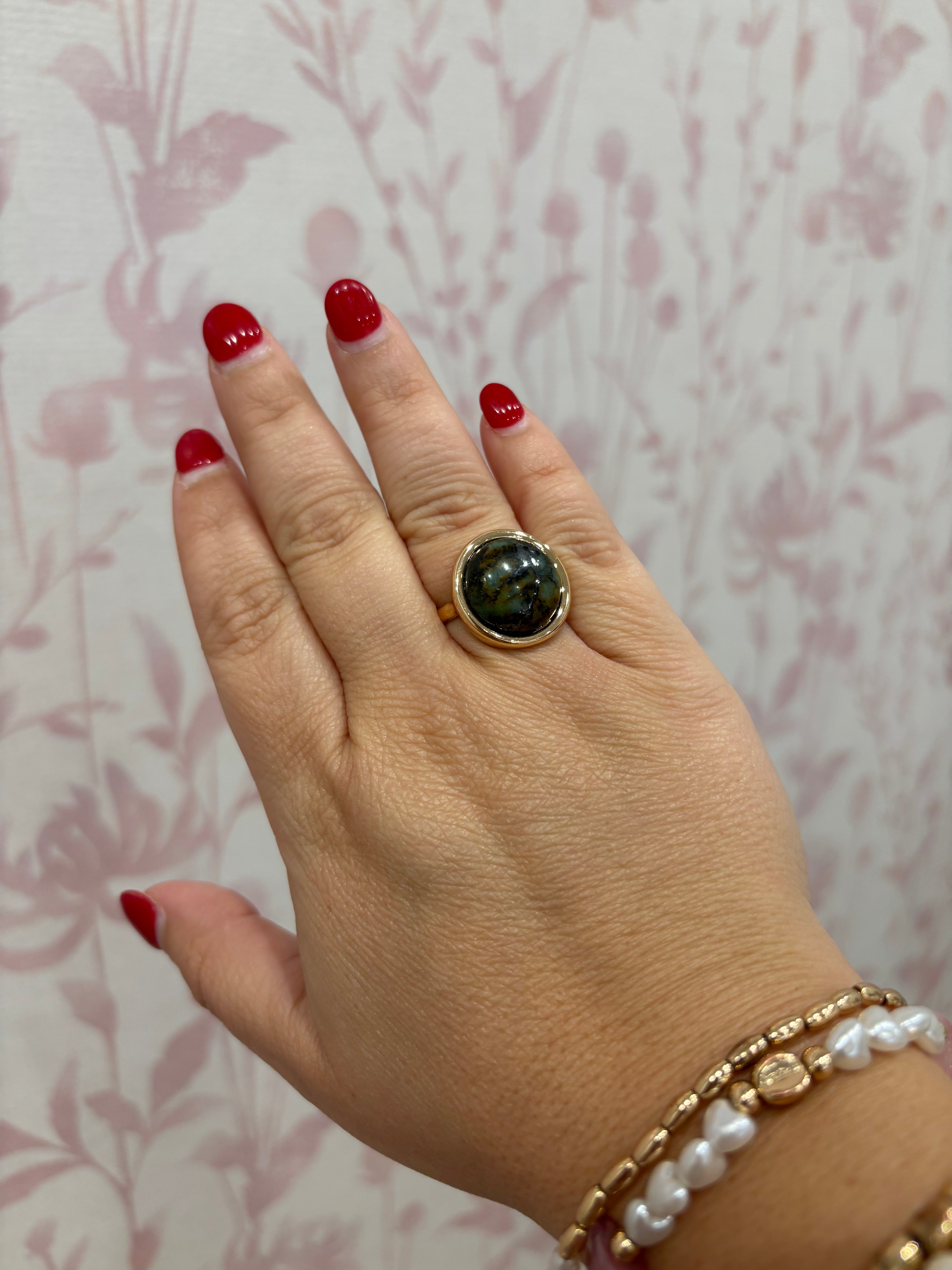 Natural Stone Cocktail Ring | Green