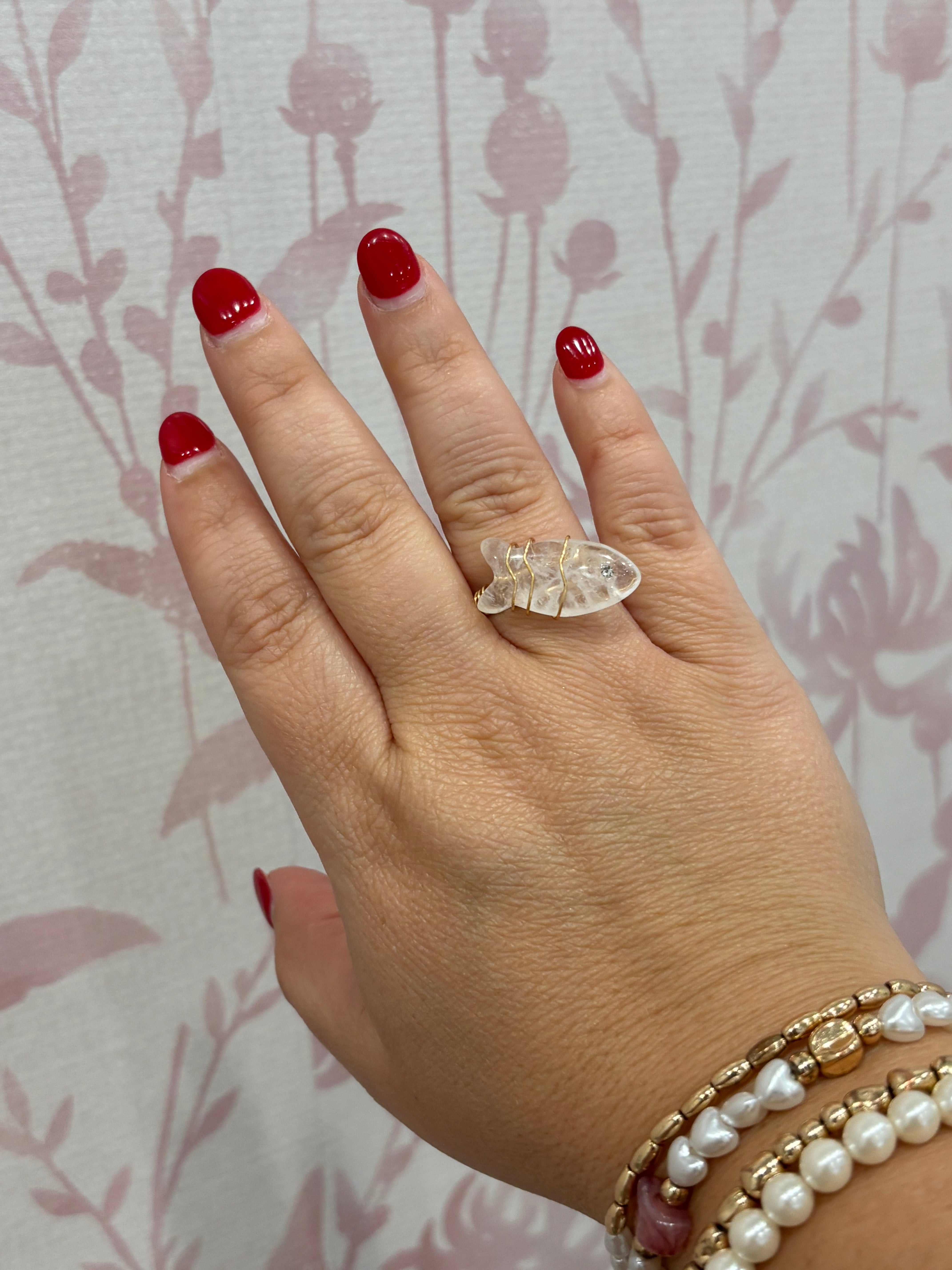 Fish Stone Ring | White Quartz