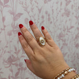 Geometric Pearl Ring | Gold