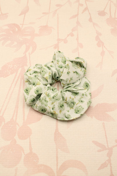 Chiffon Floral Scrunchie | Green