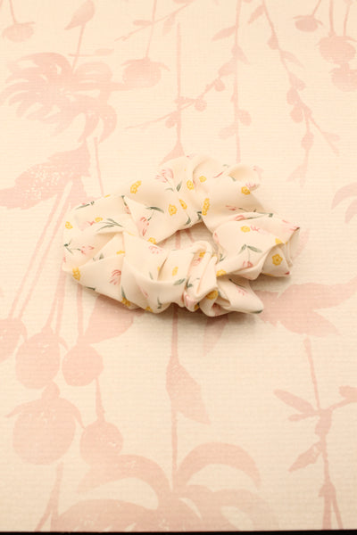 Chiffon Floral Scrunchie | Ivory