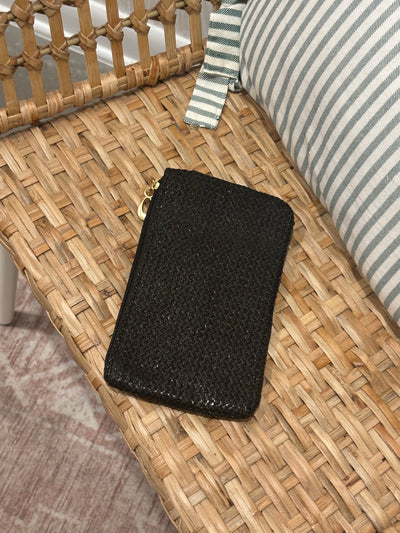 Woven Wristlet Wallet Bag | Black