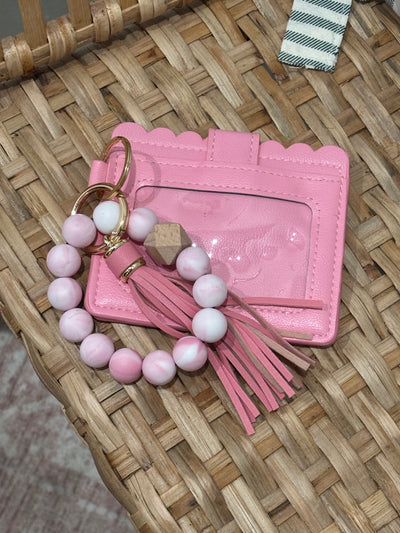 Beaded Bracelet Keychain Wallet | Pink