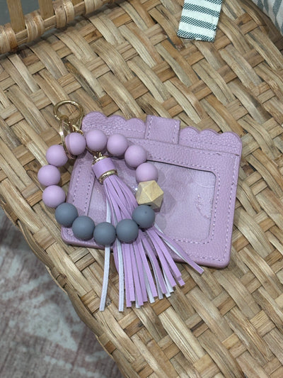 Beaded Bracelet Keychain Wallet | Lavender