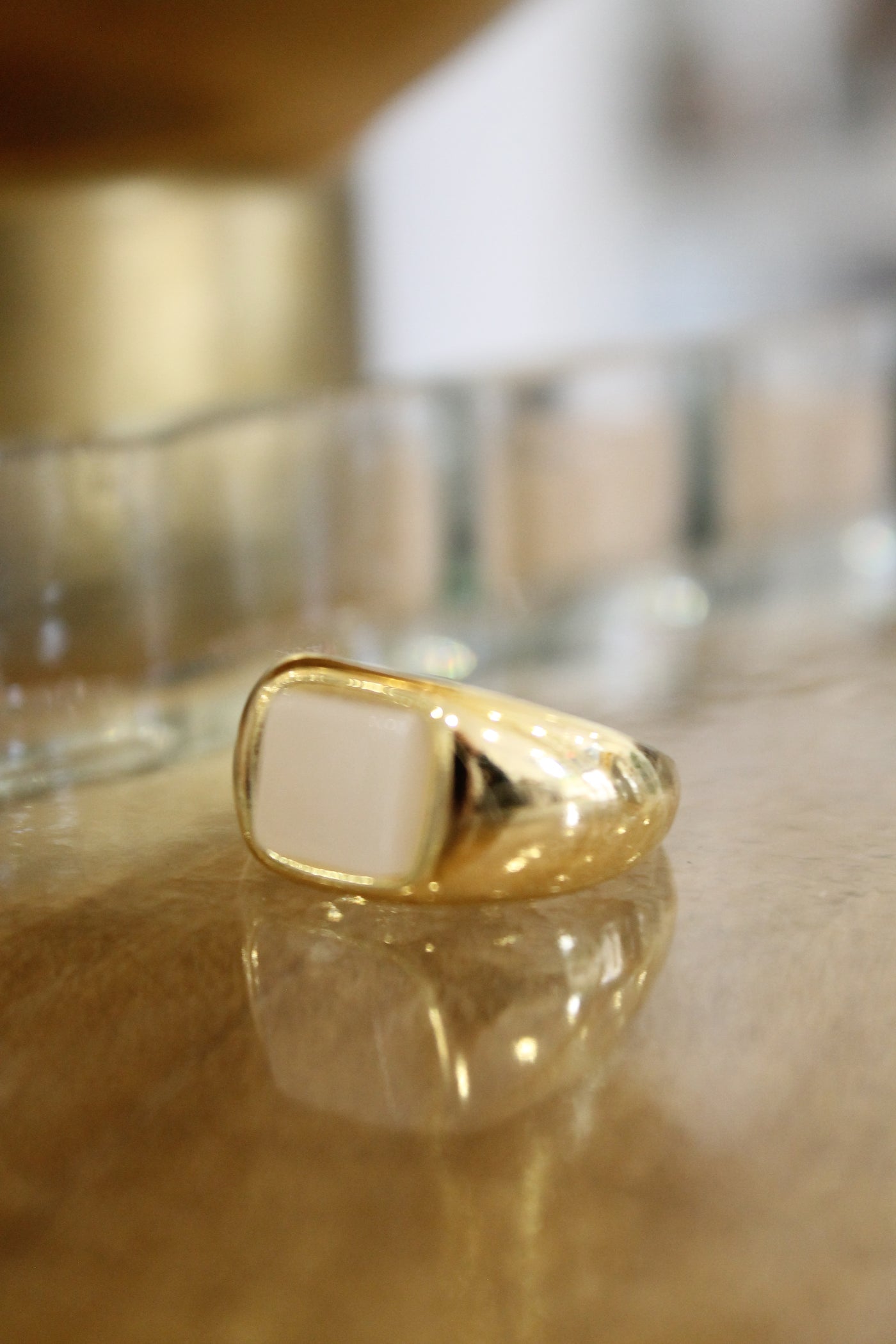 Square Resin Gold Ring