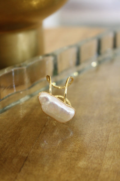 Rectangle Pearl Statement Ring