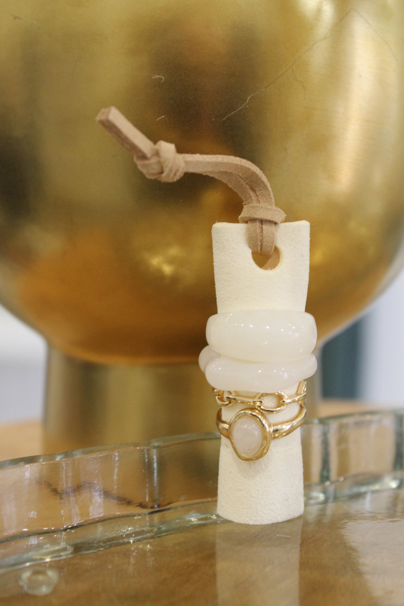 Ivory & Gold Band Ring Set