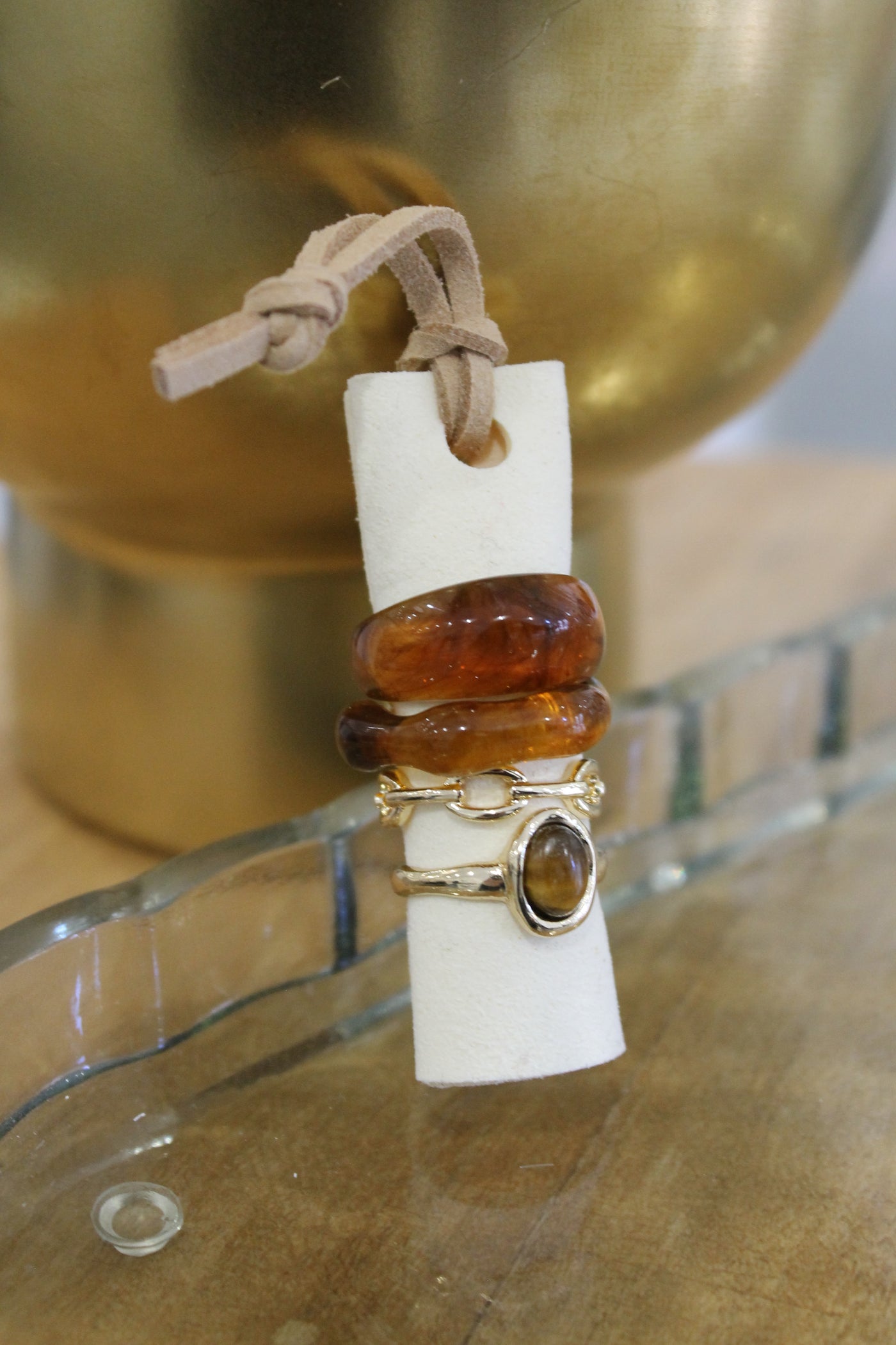 Brown & Gold Band Ring Set