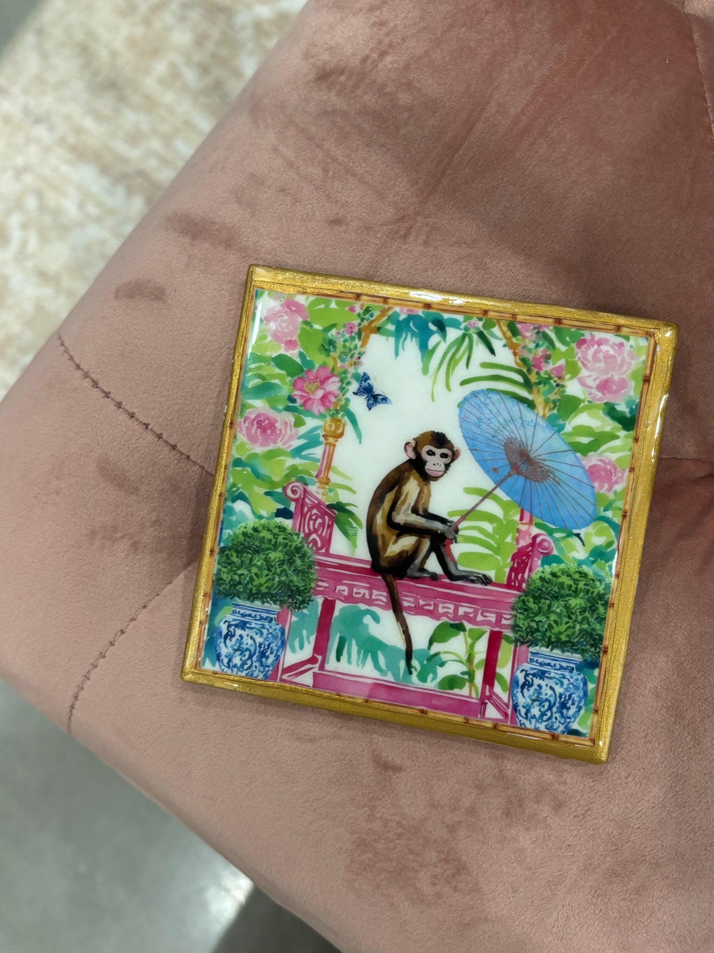 Gold Coaster | Pink & Green Monkey