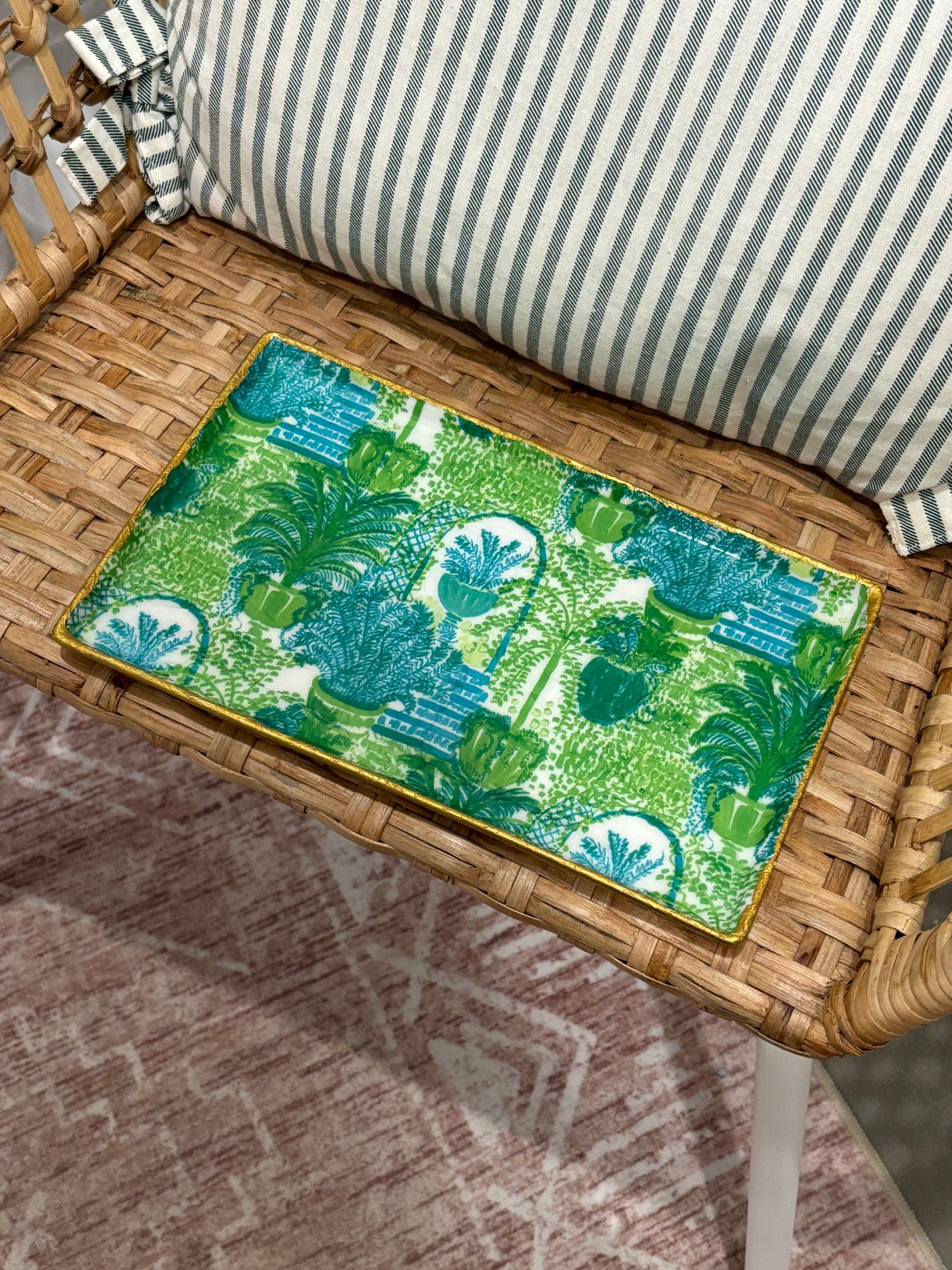 Medium Tray | Green & Blue Palms