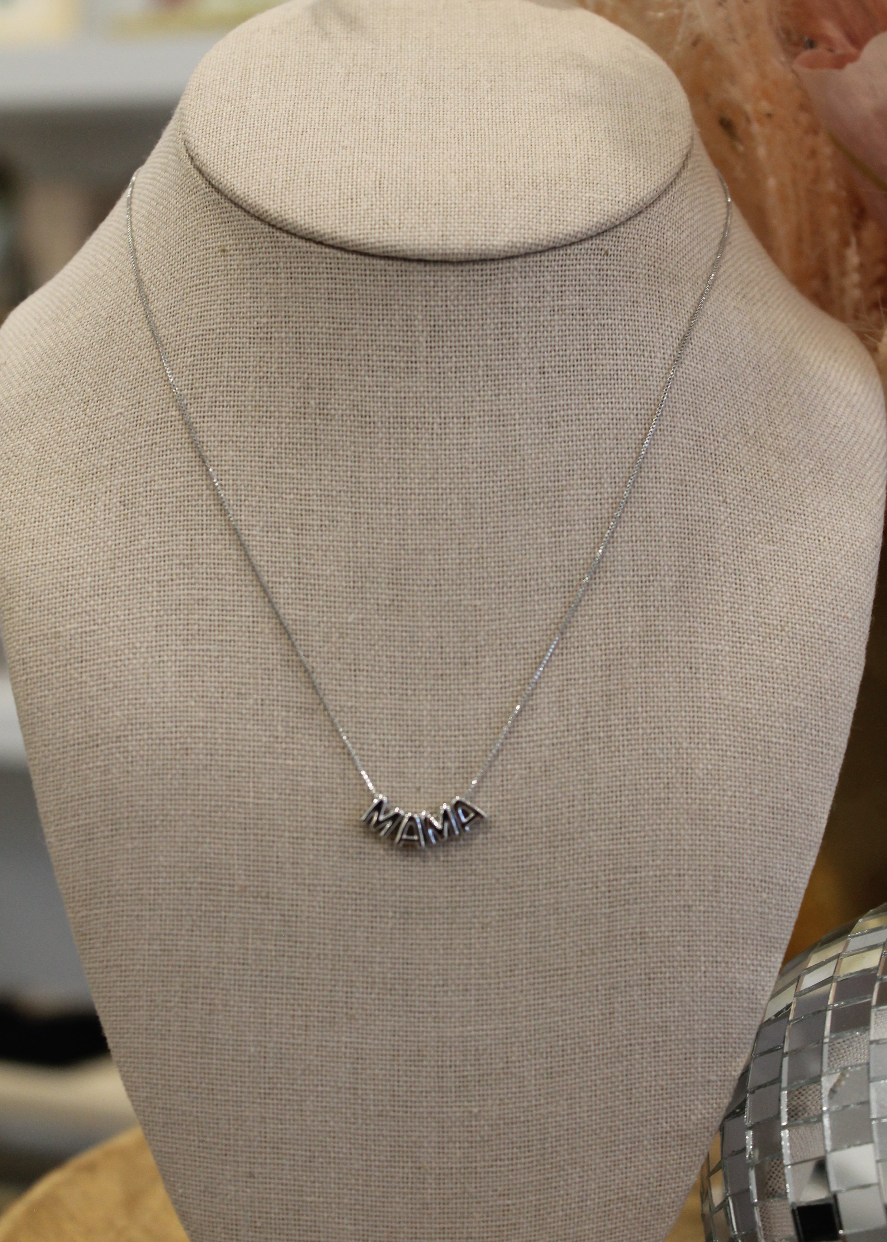 Mama Letters Chain Necklace | Silver