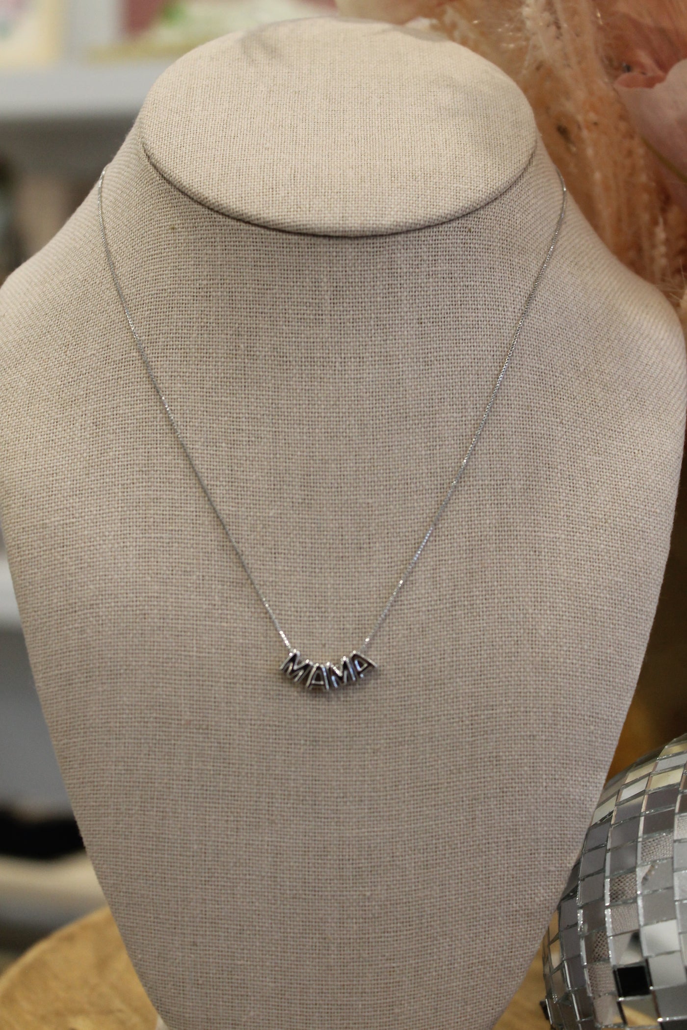 Mama Letters Chain Necklace | Silver