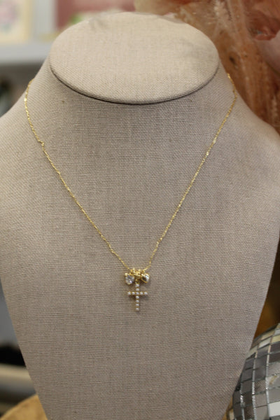 Heart and Cross Charm Necklace