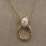 Pearl and Oval Pendant Necklace