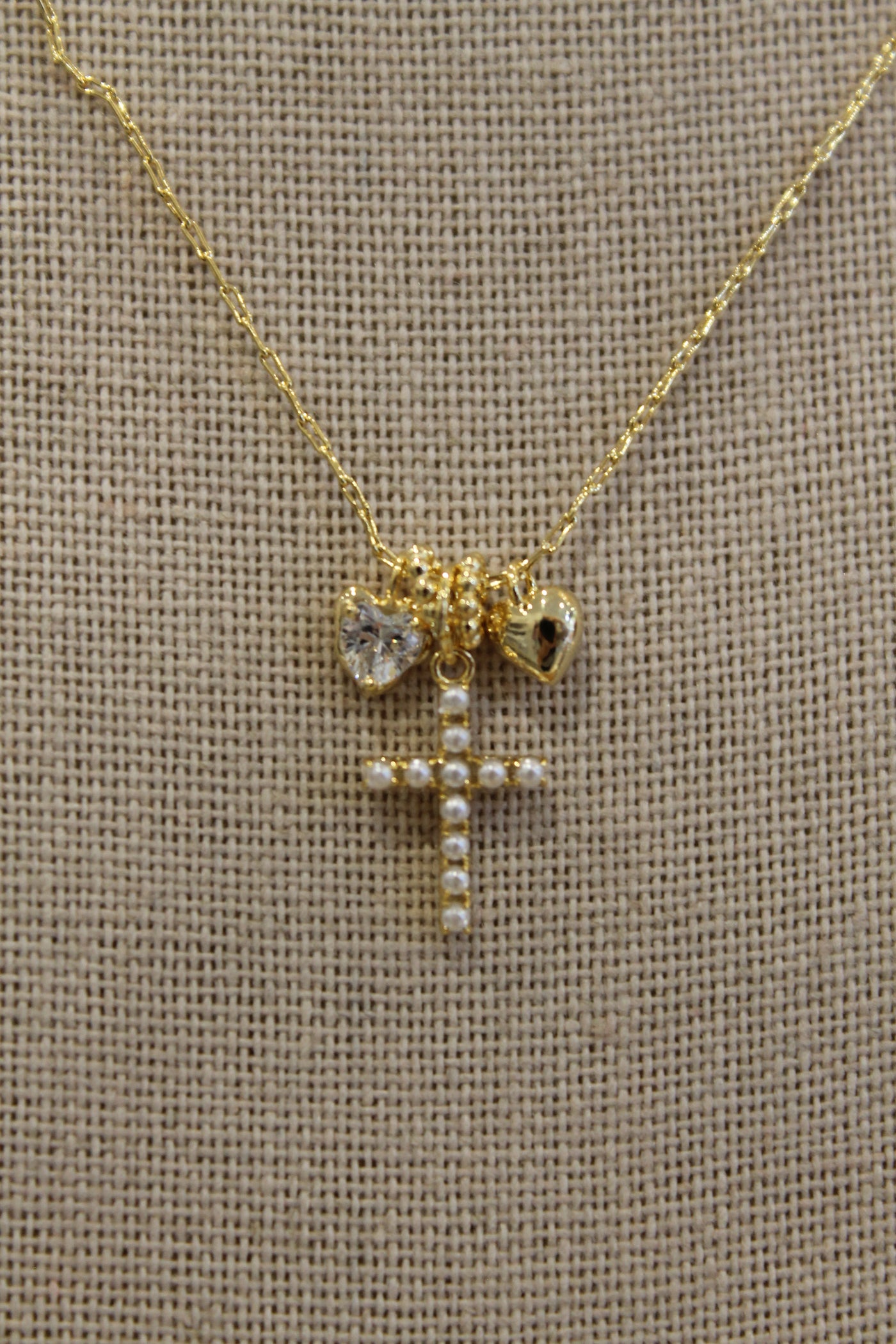 Heart and Cross Charm Necklace