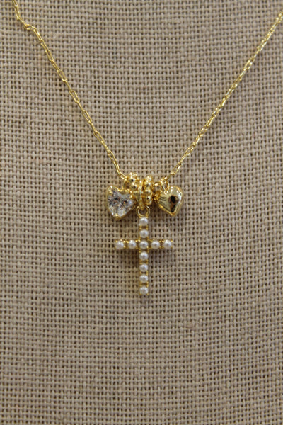 Heart and Cross Charm Necklace