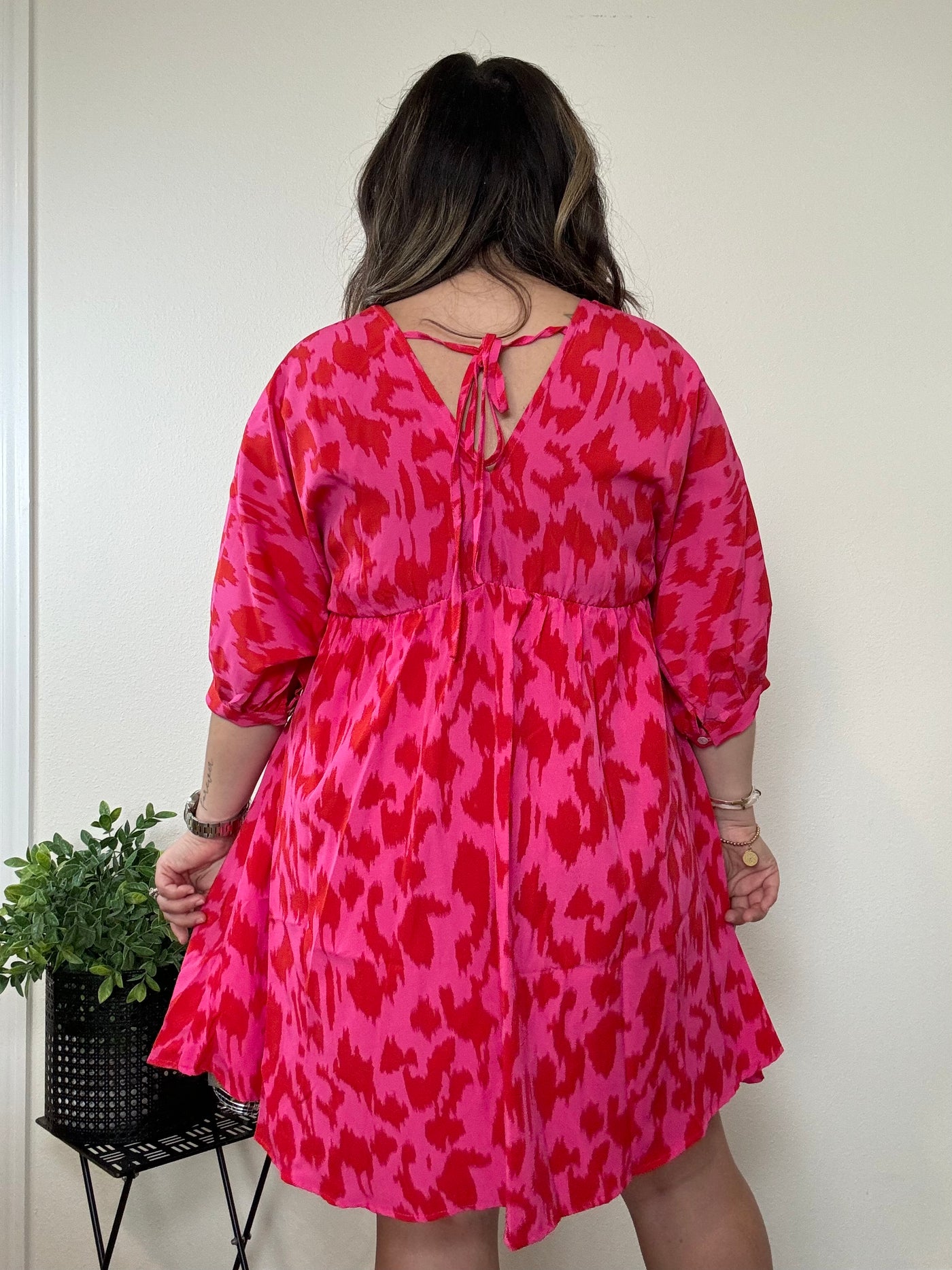 Pink and red dress with tie back