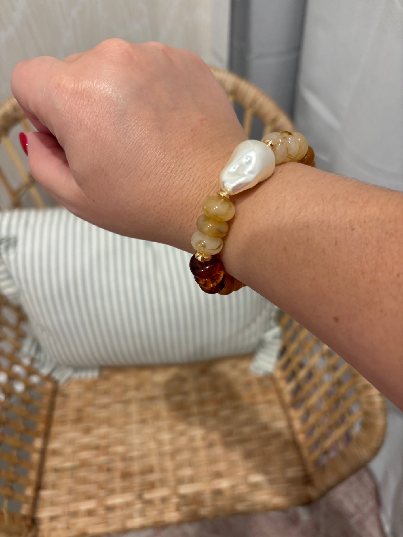 Brown Marble Beaded Bracelet