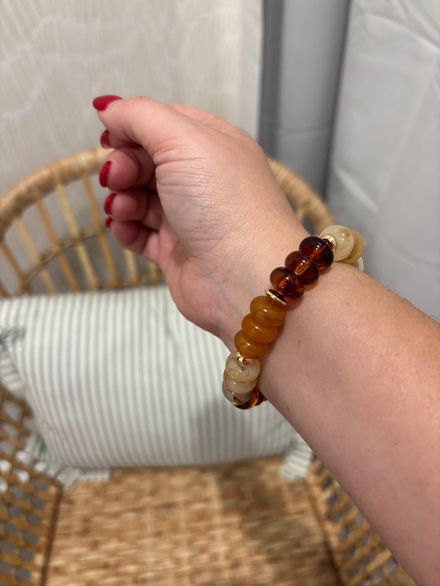 Brown Marble Beaded Bracelet