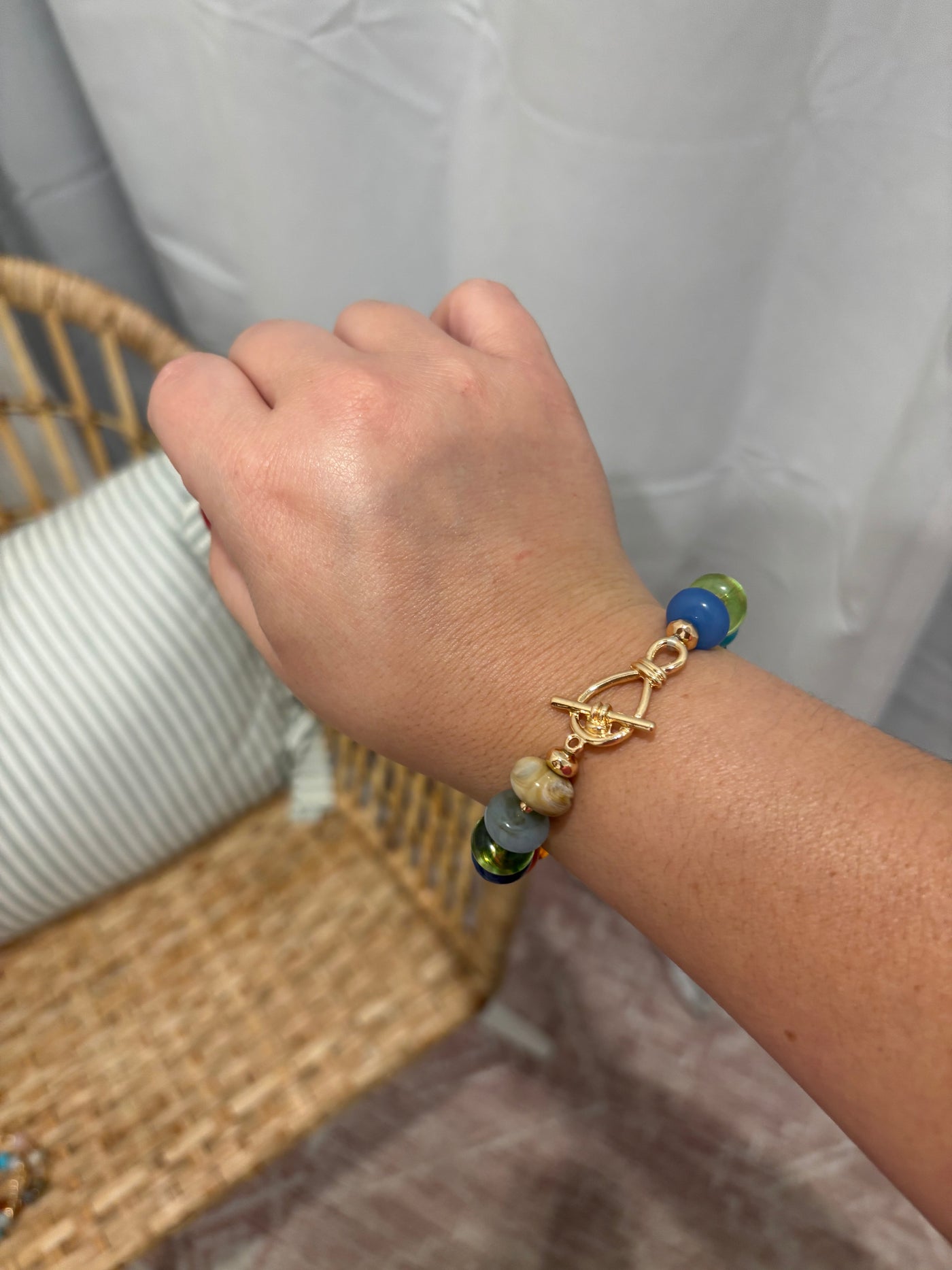 Disc Beaded Toggle Bracelet | Colorful