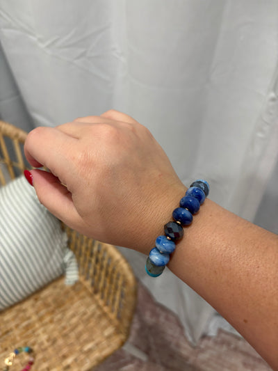 Disc Beaded Toggle Bracelet | Blue