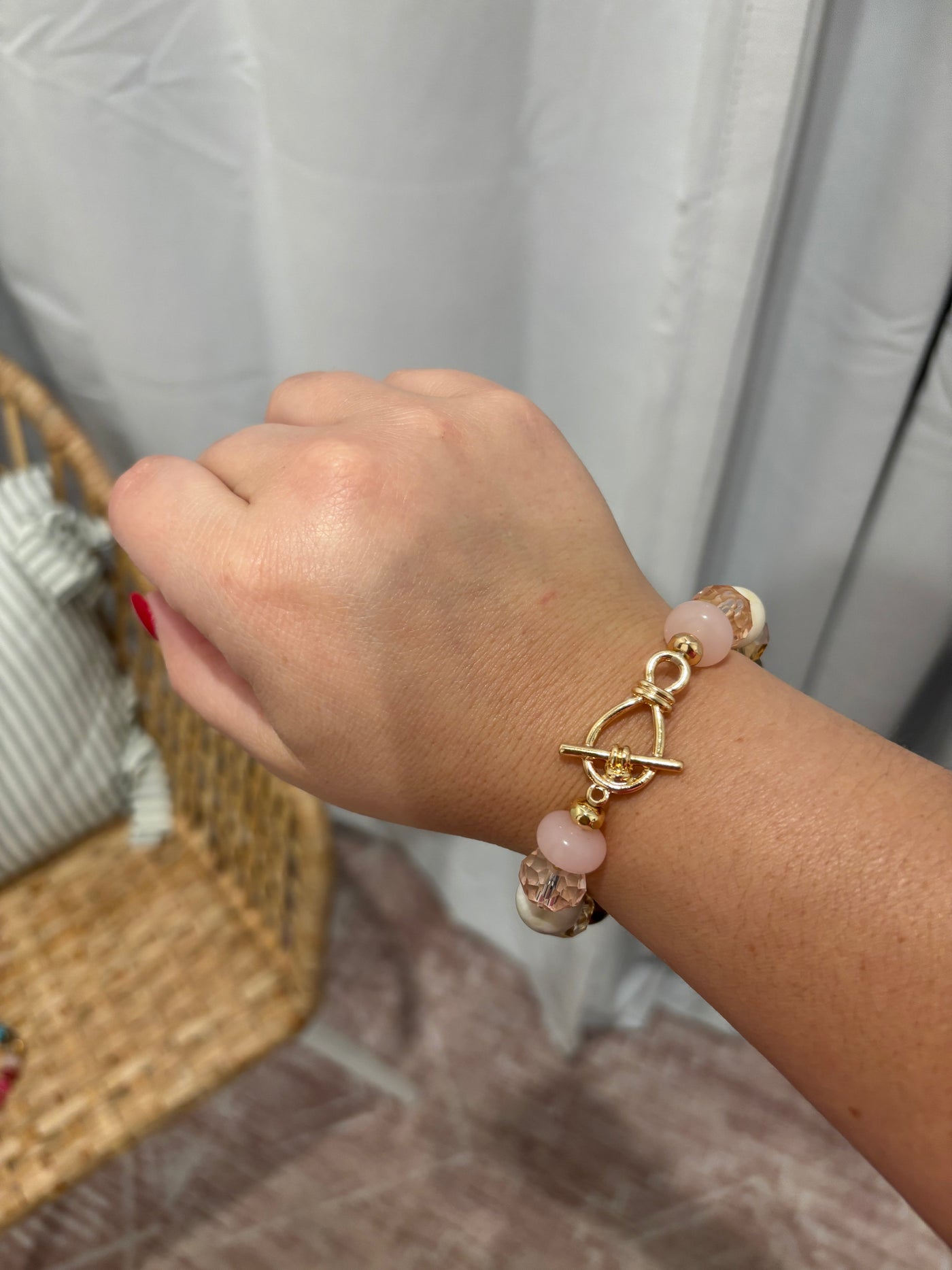 Disc Beaded Toggle Bracelet | Natural