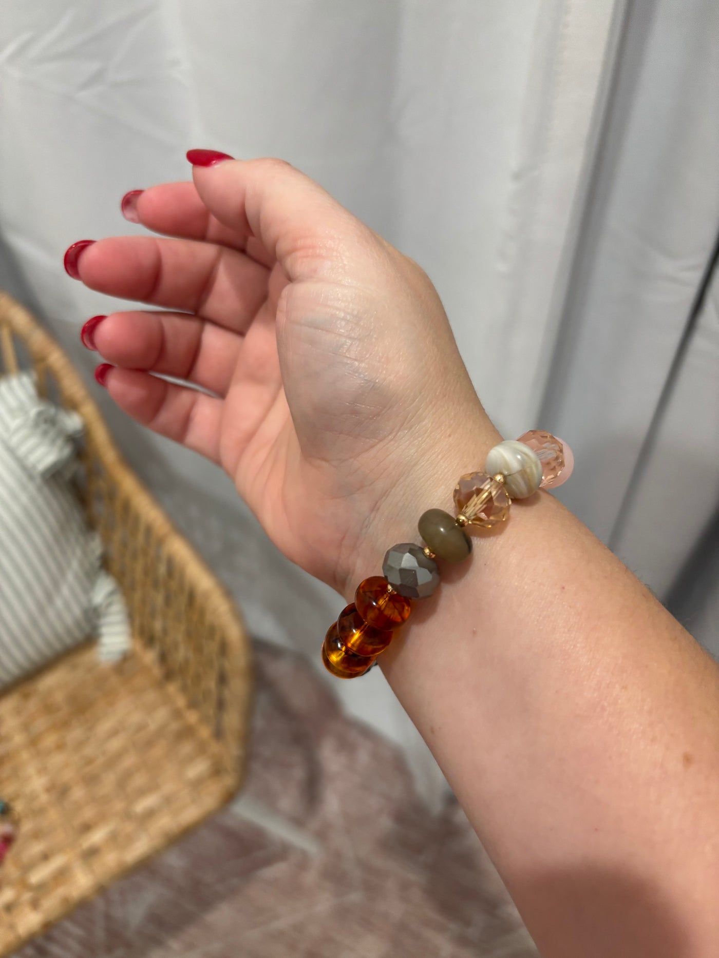 Disc Beaded Toggle Bracelet | Natural