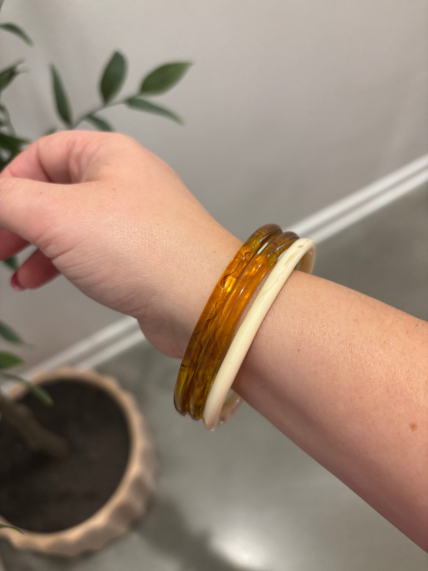 Thin Resin Bangle Bracelet Set