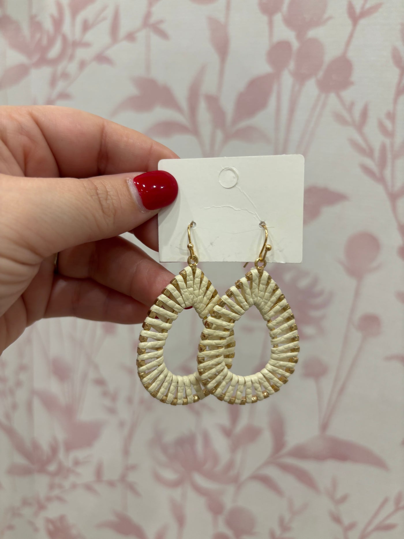 Leather Wrap Teardrop Earring | Ivory