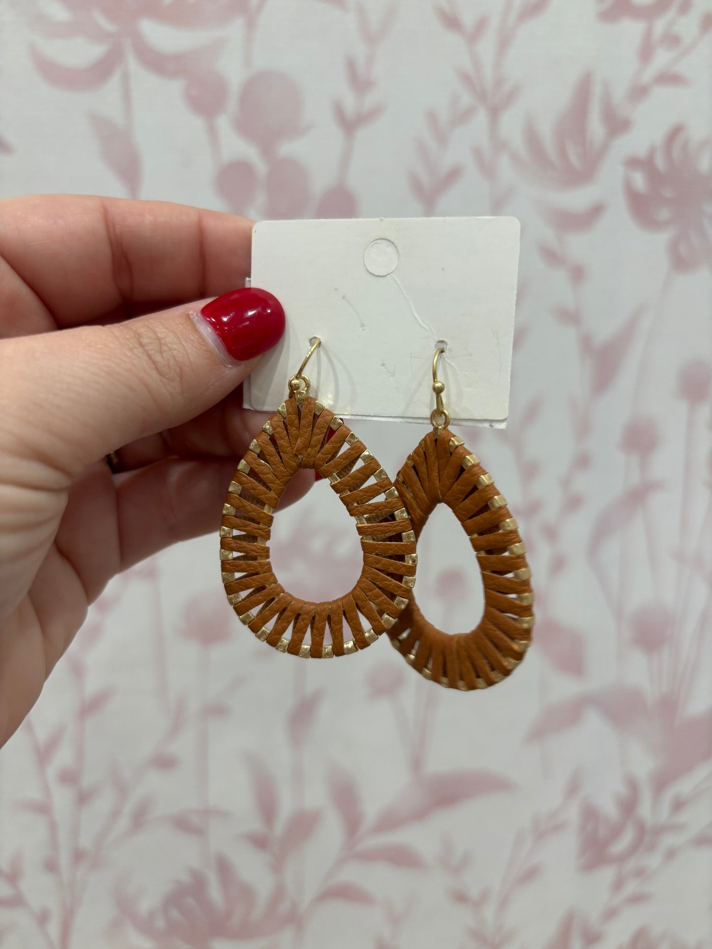 Leather Wrap Teardrop Earring | Brown