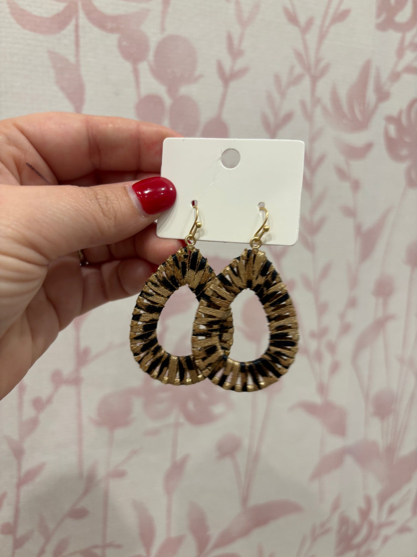 Leather Wrap Teardrop Earring | Leopard