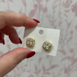 Square Halo Stud Earrings | Gold